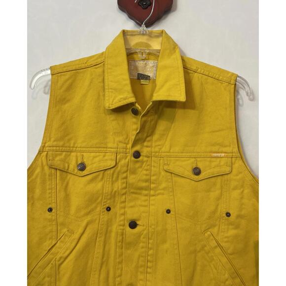 Vintage Original Jordache Yellow Medium Button-Up Logo Denim Vest NEW! M1188 - Picture 2 of 8